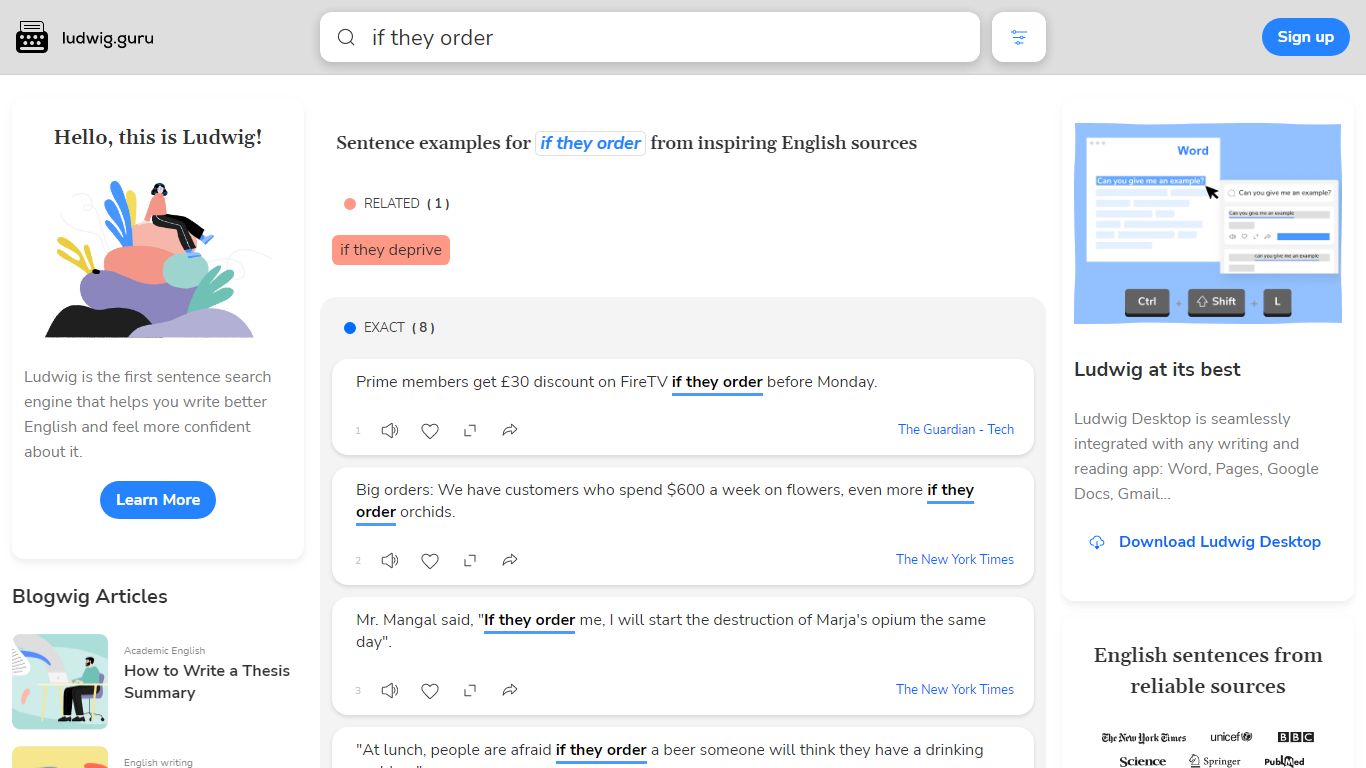 if they order | English examples in context | Ludwig